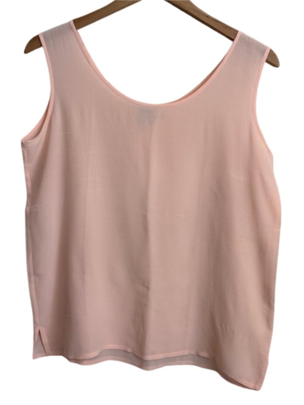 VivienneX New York 100% Silk Tank Top Cami Size M Sheer Minimalist Peach Pink